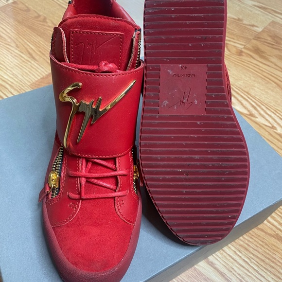 Giuseppe sneakers size 40.5 us 7.5 color is red dark red black and gold - Picture 5 of 7